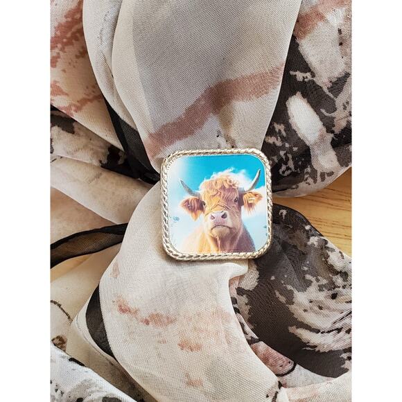 SLIDE Scarf Wild Rag Scarves Slide highland cow gift, bandana slide, western - Picture 2 of 3